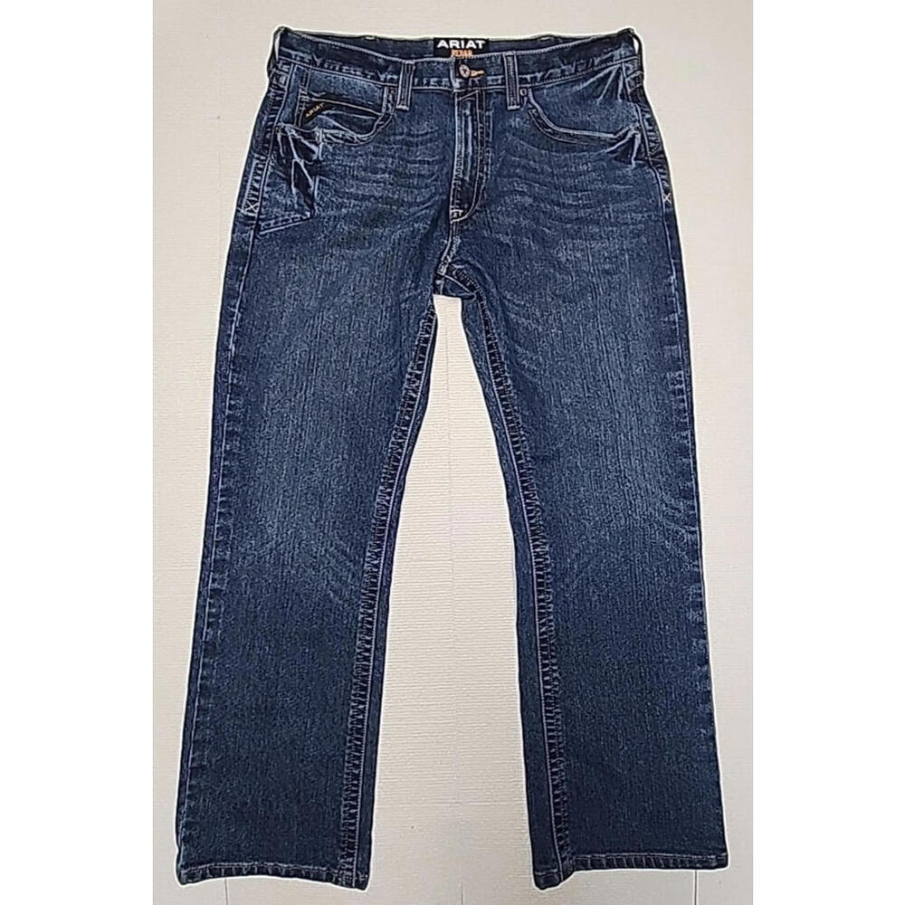 Ariat Rebar M5 Straight Leg Jeans Mens 38x32 Blue Denim Fade Work Pants